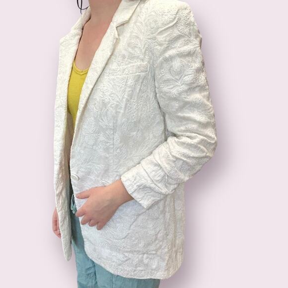 Joie 100% Linen Loralee Blazer White with Embroidery Women's Size 8 NWT - Picture 5 of 10